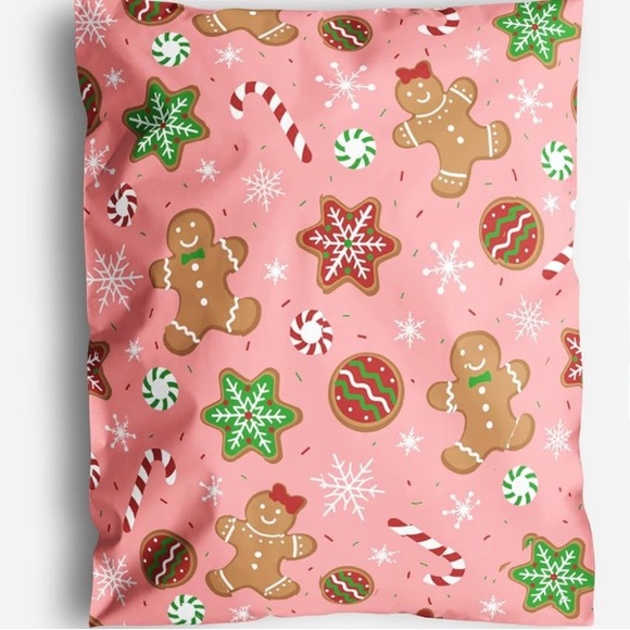 Other - Set of 24 polymailers 10x13 Christmas themed pink gingerbread men print